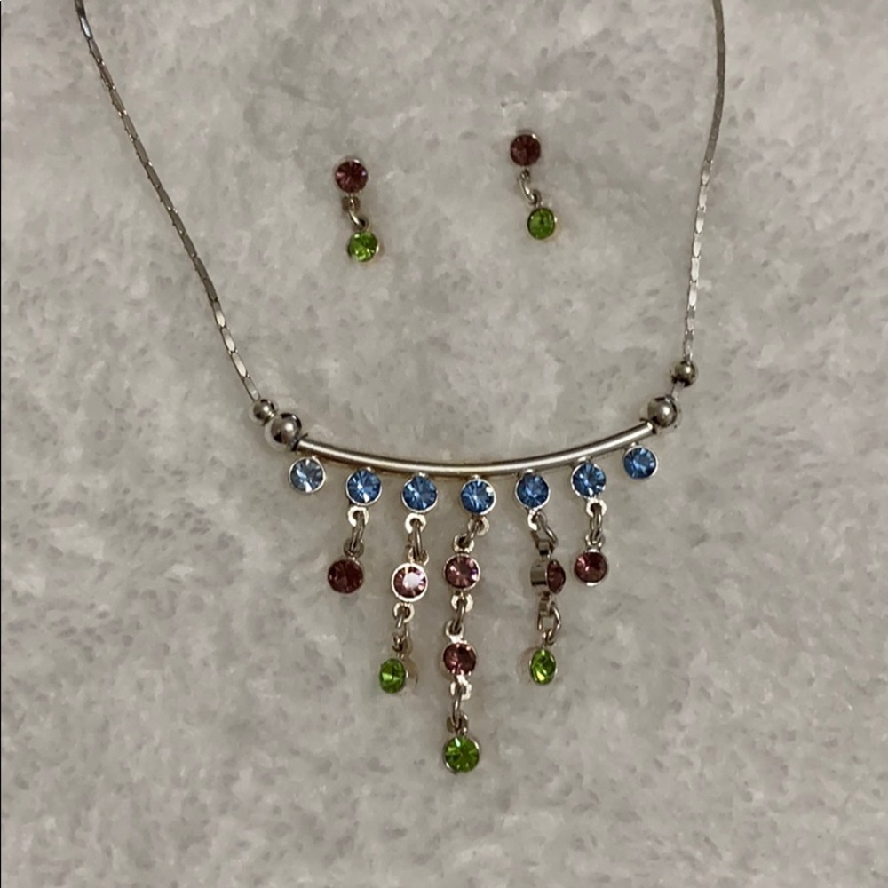 Vintage multi-color Rhinestone Dangle set
